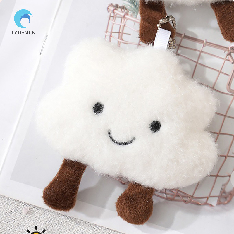 Canamek การ์ตูนน่ารักสีขาว Cloud Plush พวงกุญแจจี้ Kawaii Key Ch ตุ๊กตานุ่มของเล่นของขวัญสาวกระเป๋าเป้สะพายหลังอุปกรณ์เสริมตกแต่งใหม่