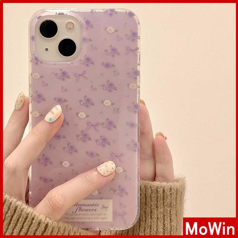 Mowin - สำหรับ iPhone 15 Pro Max iPhone 11 Case Clear Case TPU Soft ลายดอกไม้เล็กๆ สีสันสดใส น่ารัก สีม่วง เข้ากันได้กับ iPhone 14 13 12 Pro Max 11 XR XS Max 7 8Plus
