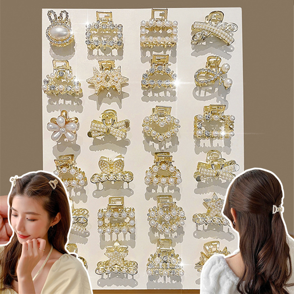เกาหลี Mini Pearl Hairpin โลหะผสมขนาดเล ็ ก Grabber Elegant Side Bangs คลิปคลิปด ้ านบนถัก Hairpin อุปกรณ ์ เสริมผม