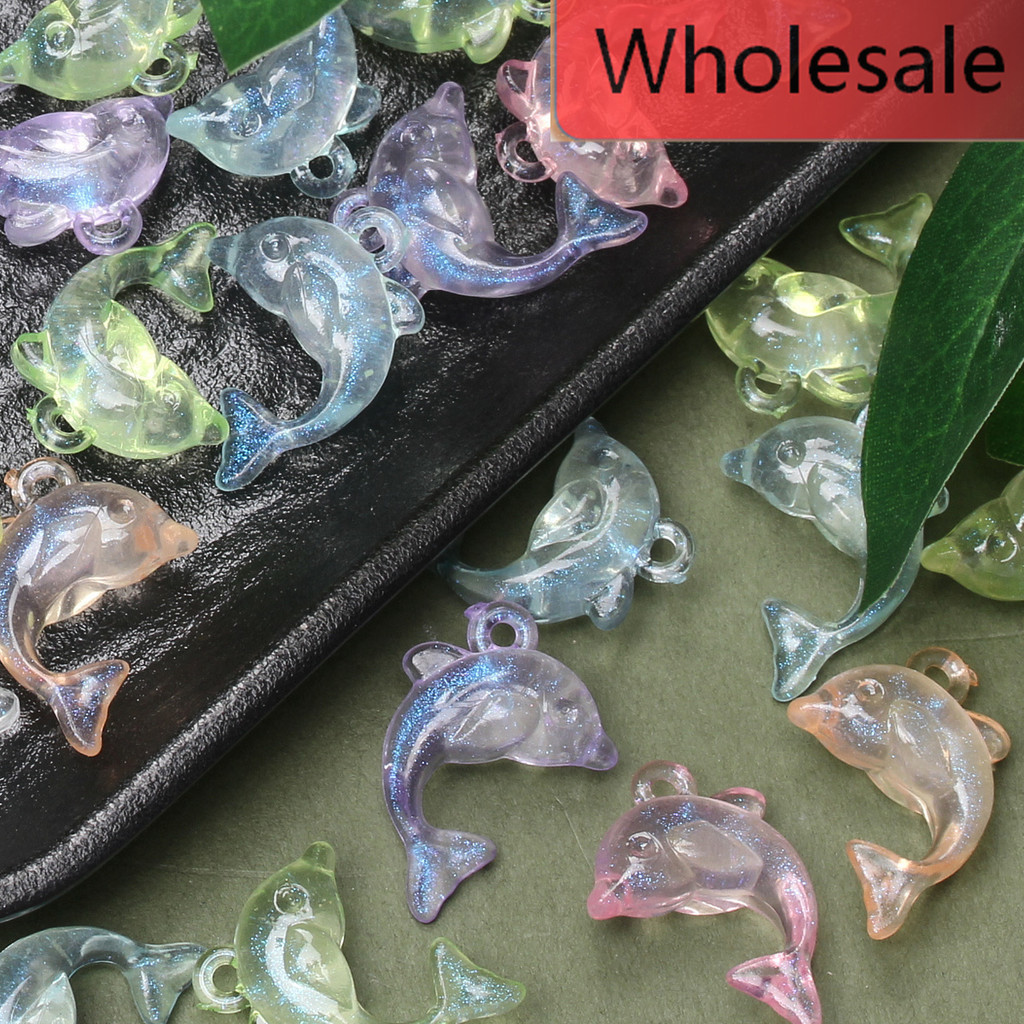 20pcs 15.6*20.5 มม.อะคริลิค Dolphin รูปร่างหลวมลูกปัดสําหรับเครื่องประดับทําอุปกรณ์เสริมสร้อยคอสร้อยข้อมือ DIY แฟชั่น Key Chain สิ่งที่แนบมาขายส่ง