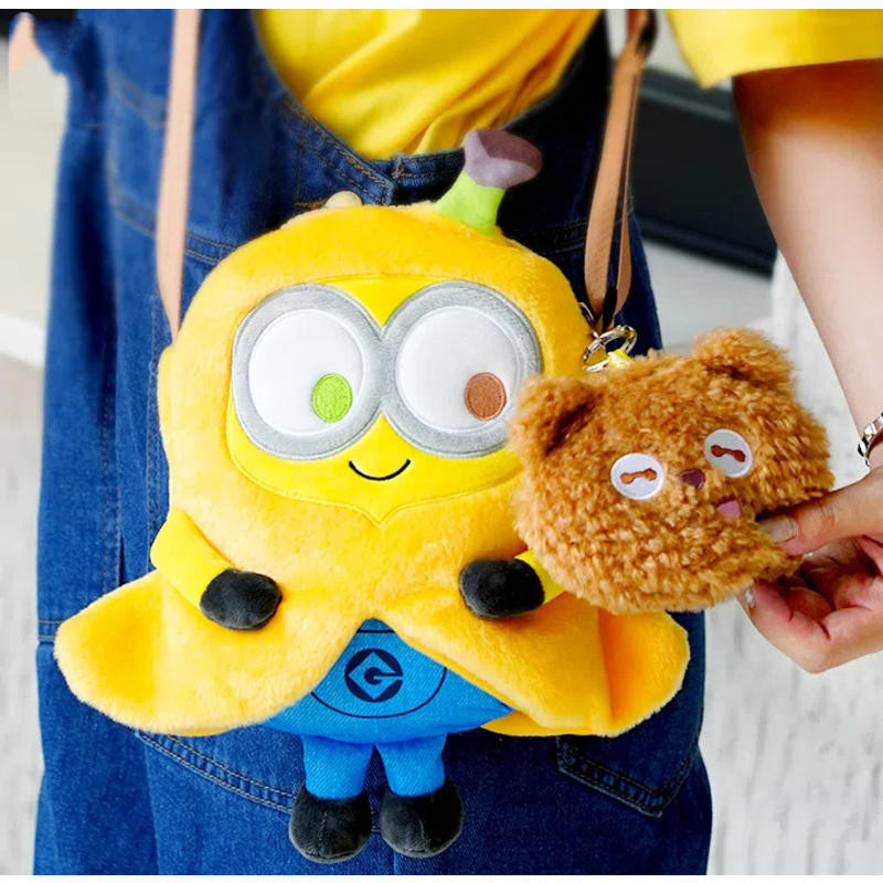 Minions BOb Banana satchel,Tim Bear purse, Minions Inseparable series, ตุ ๊ กตาการ ์ ตูนสาวน ่ ารักกระเป ๋ า