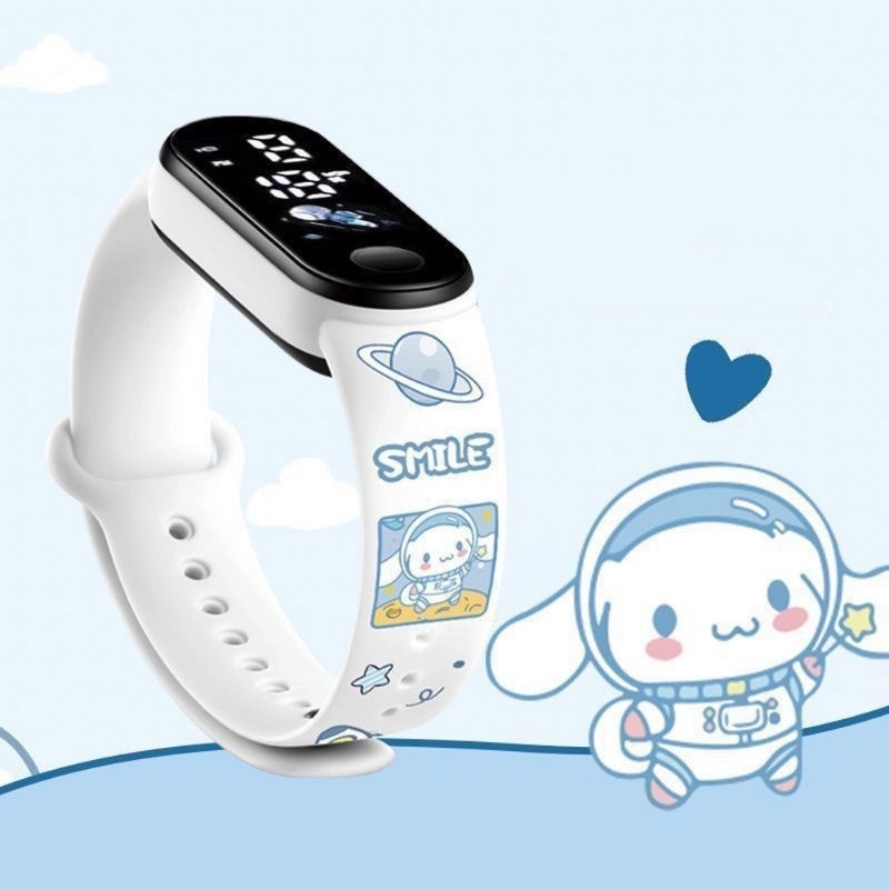 การ ์ ตูน Sanrio Cinnamoroll นาฬิกานักเรียนมัธยมต ้ นนาฬิกาซิลิโคนดิจิตอล Led กีฬาอิเล ็ กทรอนิกส ์ นาฬิกาแฟชั ่ น