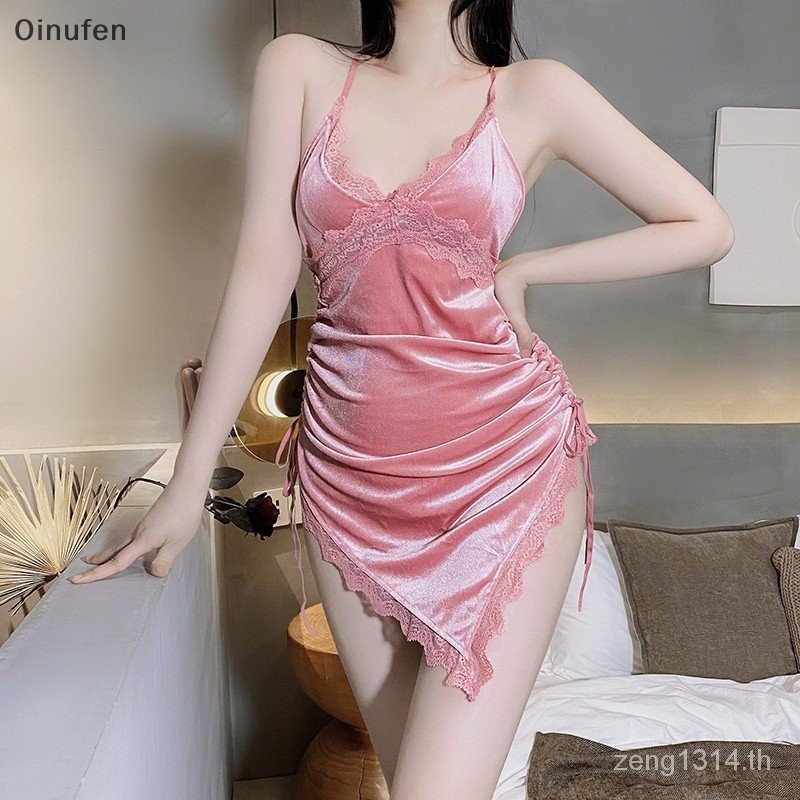 Onu เซ ็ กซี ่ ผู ้ หญิงกํามะหยี ่ ลึก V คอ bra ชุด Fei