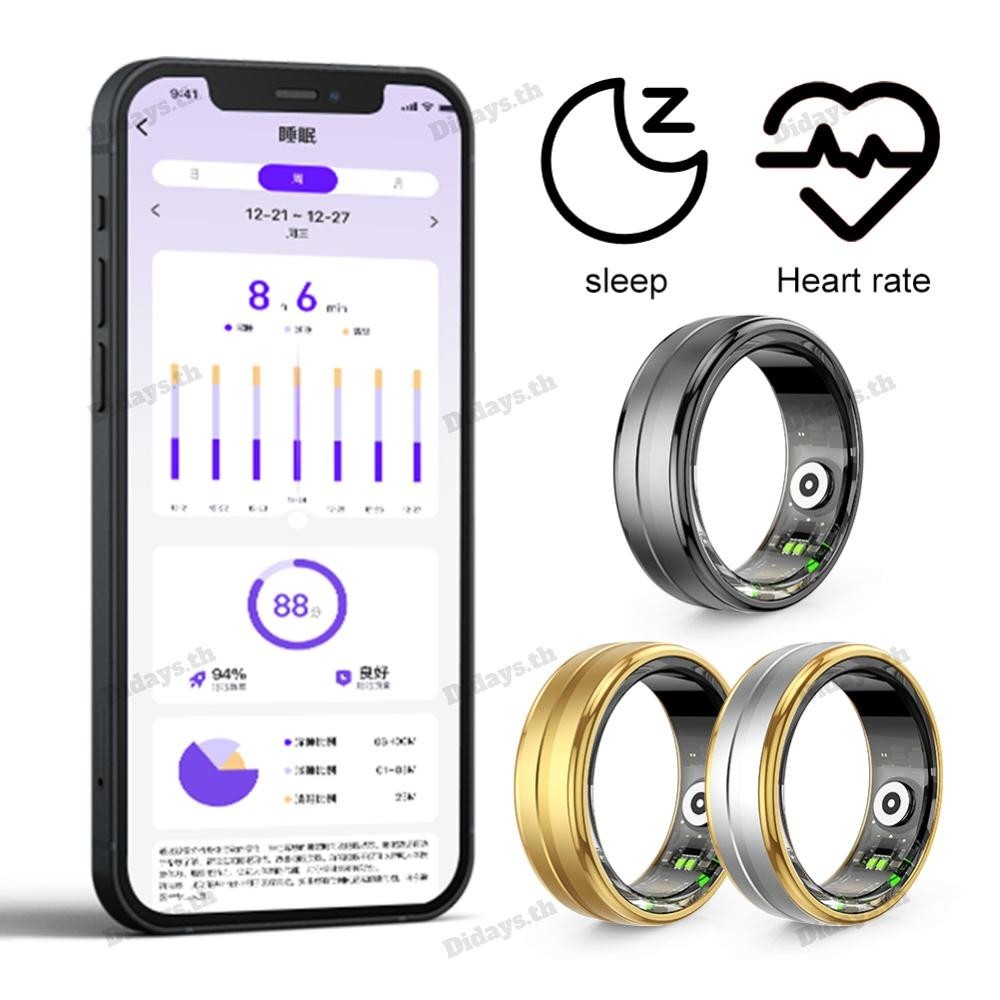 Bt สมาร ์ ทแหวนสุขภาพ Heart Rate เลือดออกซิเจน Sleep Monitoring สําหรับผู ้ หญิงผู ้ ชาย