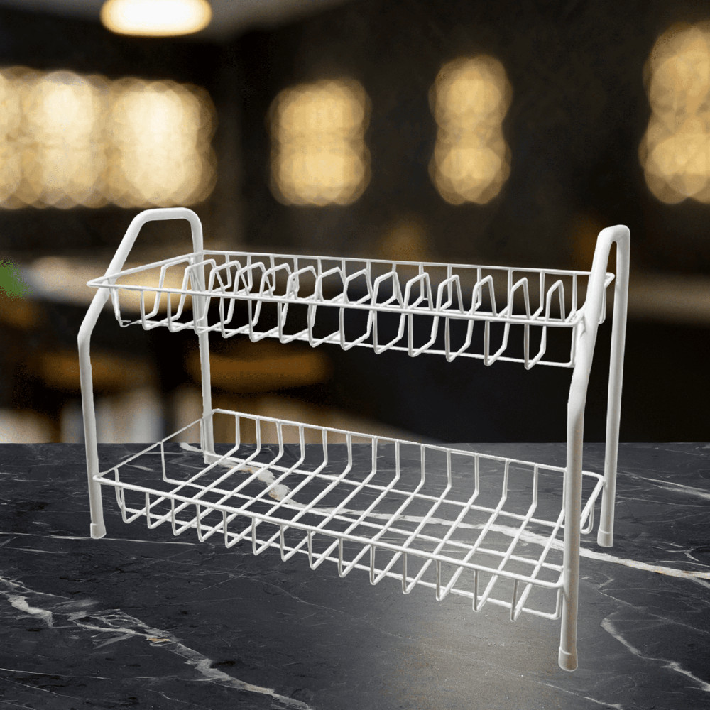 GlobalHouse CLOSE ชั้นตะแกรงเหล็กคว่ำจาน 2 ชั้น TT-227 ขนาด 57x25x38 ซม. สีขาว สินค้าของแท้คุณภาพดี