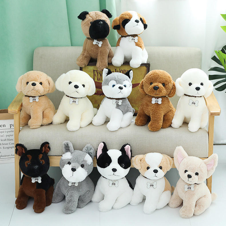 น่ารักสัตว์เลี้ยงสุนัขตุ๊กตาตุ๊กตาการ์ตูนตุ๊กตาปั๊กบูลด็อกชิวาวาตุ๊กตาสุนัขของเล่นสุนัขเทียมตุ๊กตาของขวัญสําหรับเด็ก