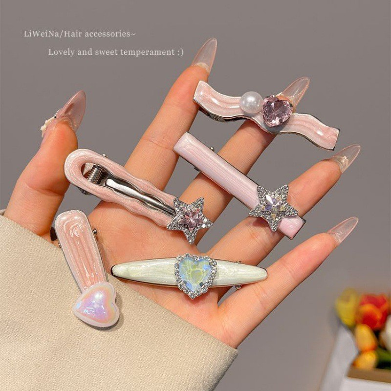 Mh แฟชั ่ น Pink Galaxy Fine Flash Sweet Love Hairpin ความรู ้ สึกขั ้ นสูงสําหรับผู ้ หญิง