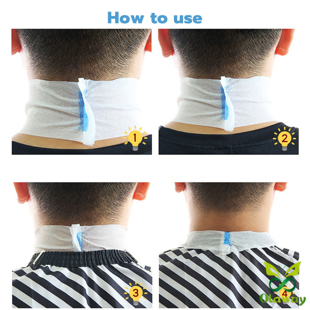 Olaway กระดาษรองคอตัดผม มีกาวในตัว ม้วนใหญ่ 80แผ่น/ม้วน. กระดาษพันคอก่อนตัดผม Neck paper ราคา ถูกที่สุด ดีลบีเคเค แกลเลอรีภาพที่ 3