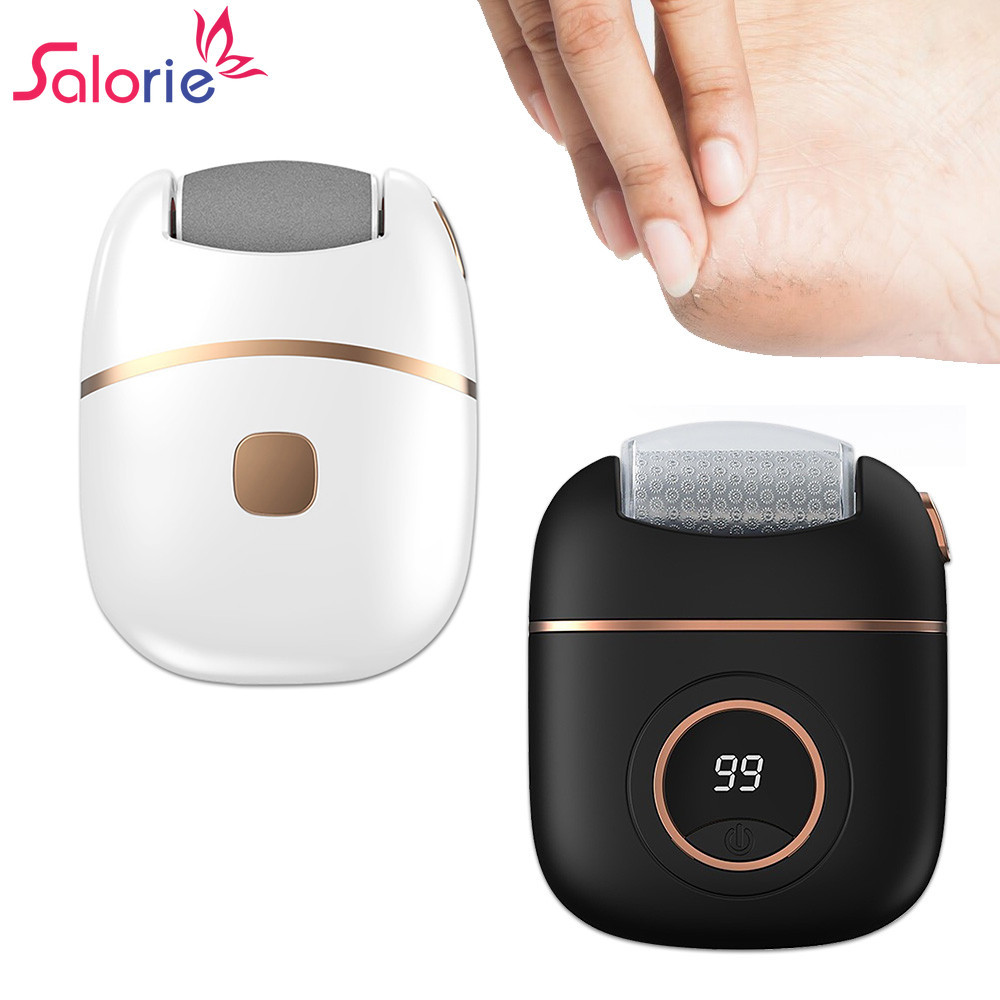 Salorie เครื่องบดเท้าไฟฟ้าแบบชาร์จไฟได้พร้อมไฟ LED ขัดเท้าเล็บเท้าเครื่องกําจัดแคลลัสผิวที่ตายแล้ว
