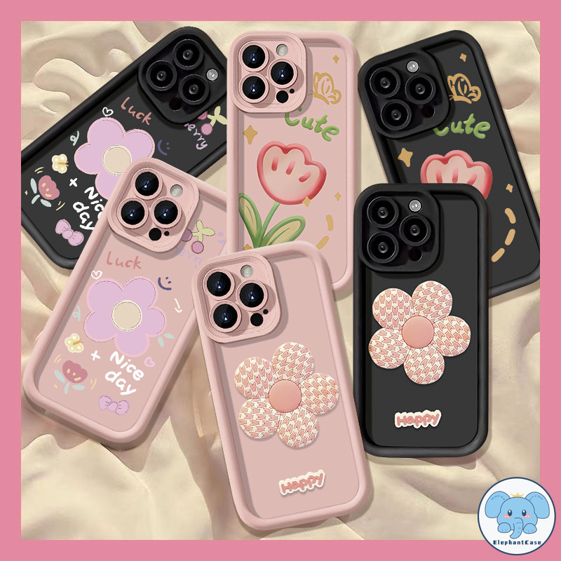 ภาพสีน้ำมันดอกไม้โบว์หัวใจกรณีผีเสื้อ Realme C25 C67 C53 C25s 11 C11 C12 C51 C55 C25Y C35 5i Note 50 C3 C20 6i C15 C31