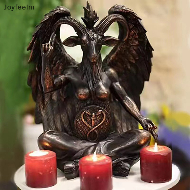YFE ซาตานแพะ Baphomet รูปปั้นประตู Knocker แผ่น Wall Decor แผ่นโลหะหัตถกรรมเครื่องประดับศาสนาประติมากรรมตกแต่งบ้าน N
