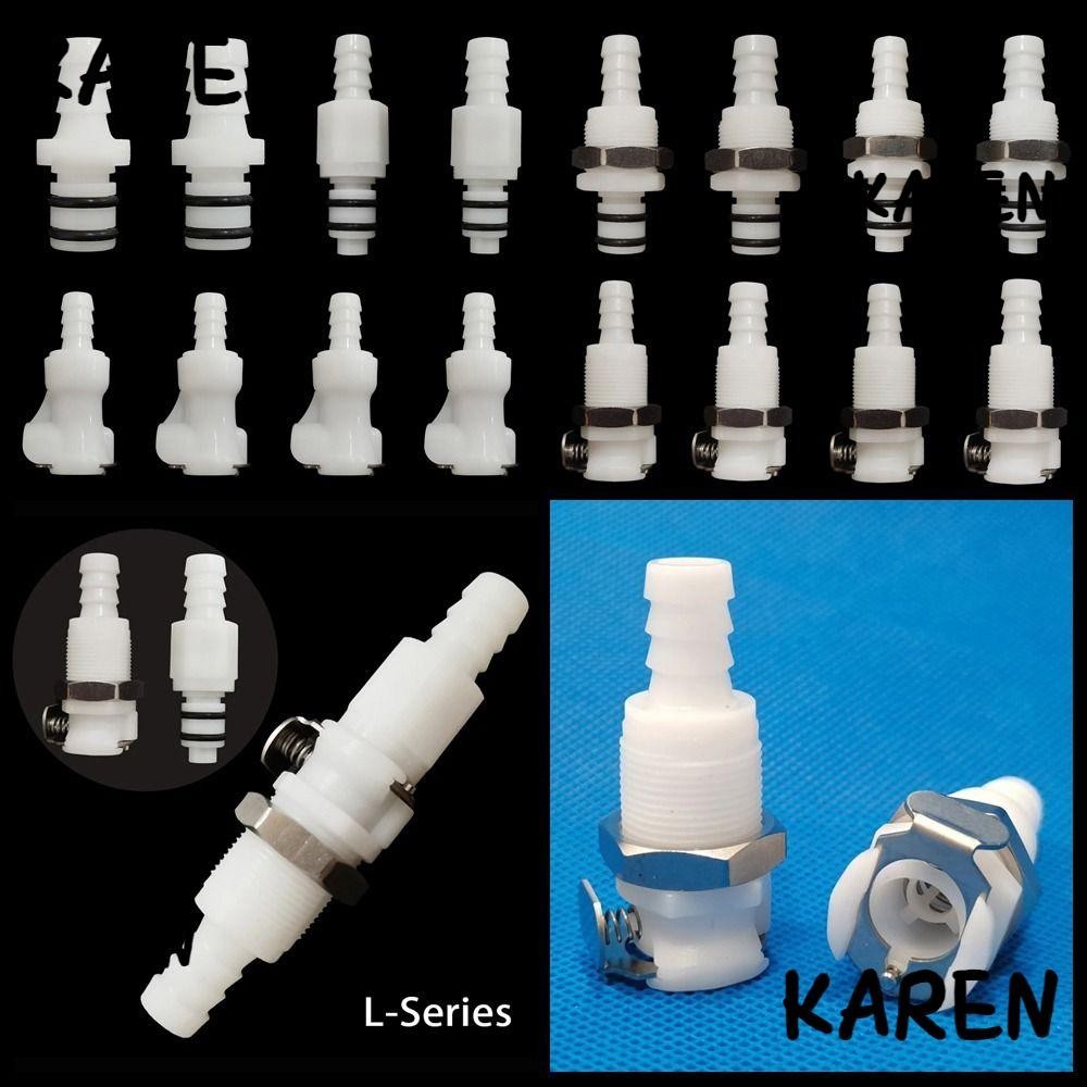 Karen 1 ชิ้นข้อต่อท่อ, ชายหญิงตัดการเชื่อมต่อข้อต่อท่อ Barb Valved, ทนทาน L-Series Quick Shut - 5/16 3/8 Quick Coupler สําหรับท่อท่อท่อ