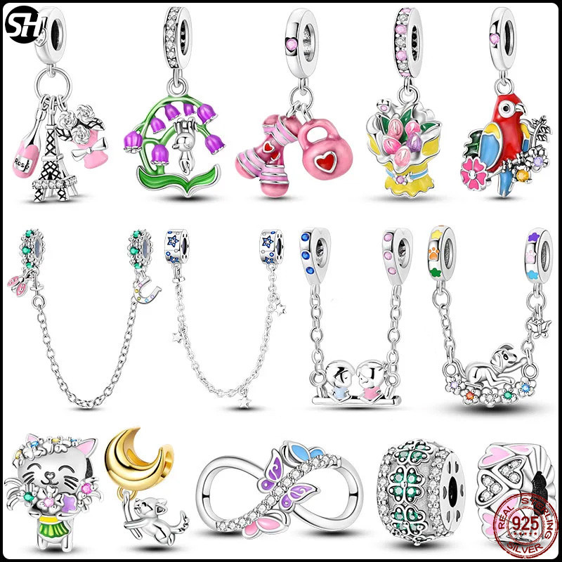 S925 เงินสเตอร์ลิง Dangle charms ลูกปัดสําหรับผู้หญิง Fit Original charms สร้อยข้อมือลูกปัด Diy เครื่องประดับทํา