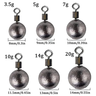 JUNIPER 10 ชิ้น Drop Shot ชุดน้ําหนักตะกั่ว 3.5/5/7/10/14/20 กรัม Sinkers ทรงกลมหมุน 360° ทนทาน เครื่องจมตกปลาแบบดรอปช็อต
