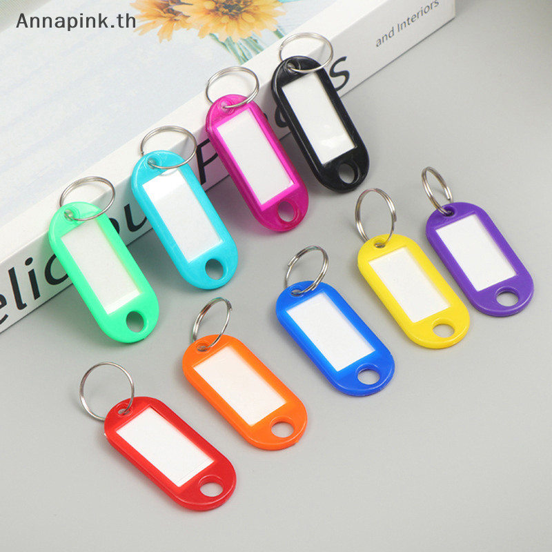 Annapink.th 50 ชิ้นพวงกุญแจสีสันสดใสแท็กกุญแจป้ายชื่อ ID TEL หมายเลขป้ายเครื่องหมาย Baggage Tag EN