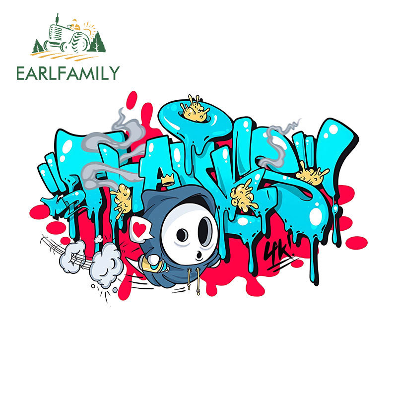 Earlfamily 13 ซม.การ์ตูน Graffiti สติกเกอร์รถแฟชั่นขวด Aquaflask PVC กันน้ํา Decal Scratch-Proof สเก็ตบอร์ด Surfboard Decor