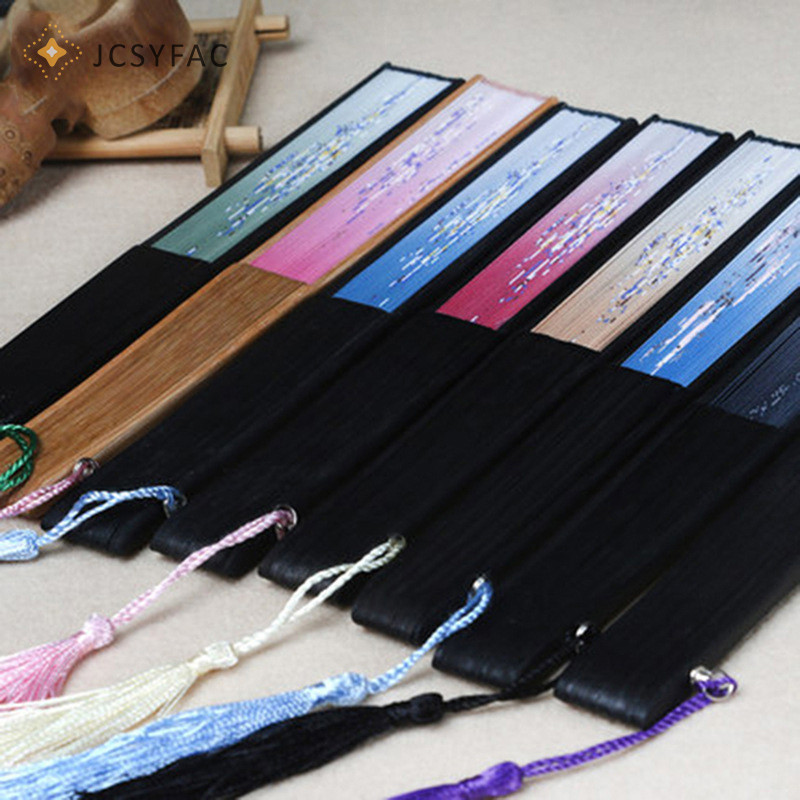 เจซีเอสแซค 1ชิ้นสไตล์จีนพัดลมพับก้านไม้ไผ่พัดลมมือถือหรูหราหญิงดอกไม้แบบพับพัดลมตกแต่งงานแต่งงานใหม่ - รูปที่ 2