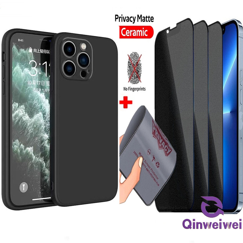2in1 1 ชิ้นเคสโทรศัพท์ + 1 ชิ้น Matte Anti Spy เซรามิคกระจกนิรภัยสําหรับ OPPO A94 A74 A77 A53 A33 A9