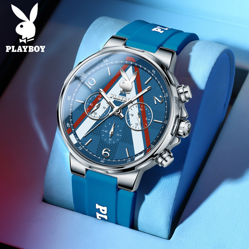 Playboy 3046 นาฬิกาแบรนด์แนวโน้มแฟชั่นหนุ่มส่องสว่างกีฬาโครโนกราฟนาฬิกาผู้ชายผู้ชาย