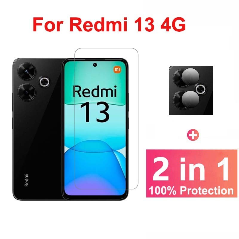 2 in 1 Full Coverage TemperdสําหรับRedmi 13 4Gป้องกันหน้าจอสําหรับXiaomi Redmi 13 13C 12 12C 4G 5Gพร้อมกล้องเลนส์Protector