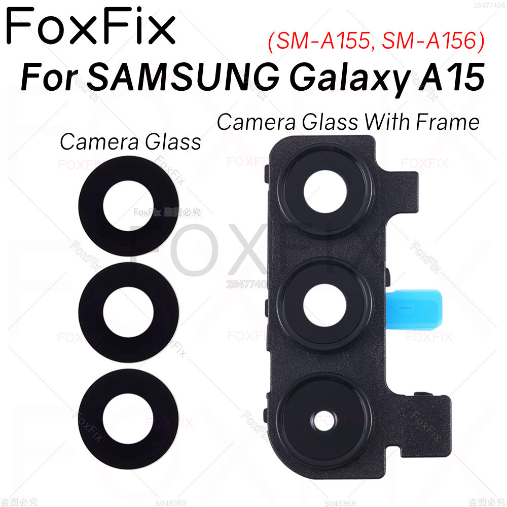 เลนส์กล้องด้านหลังสําหรับ Samsung Galaxy A15 5G SM-A155 SM-A156 ฝาครอบกระจกกล้องด้านหลังพร้อมกรอบ Bezel เปลี่ยน
