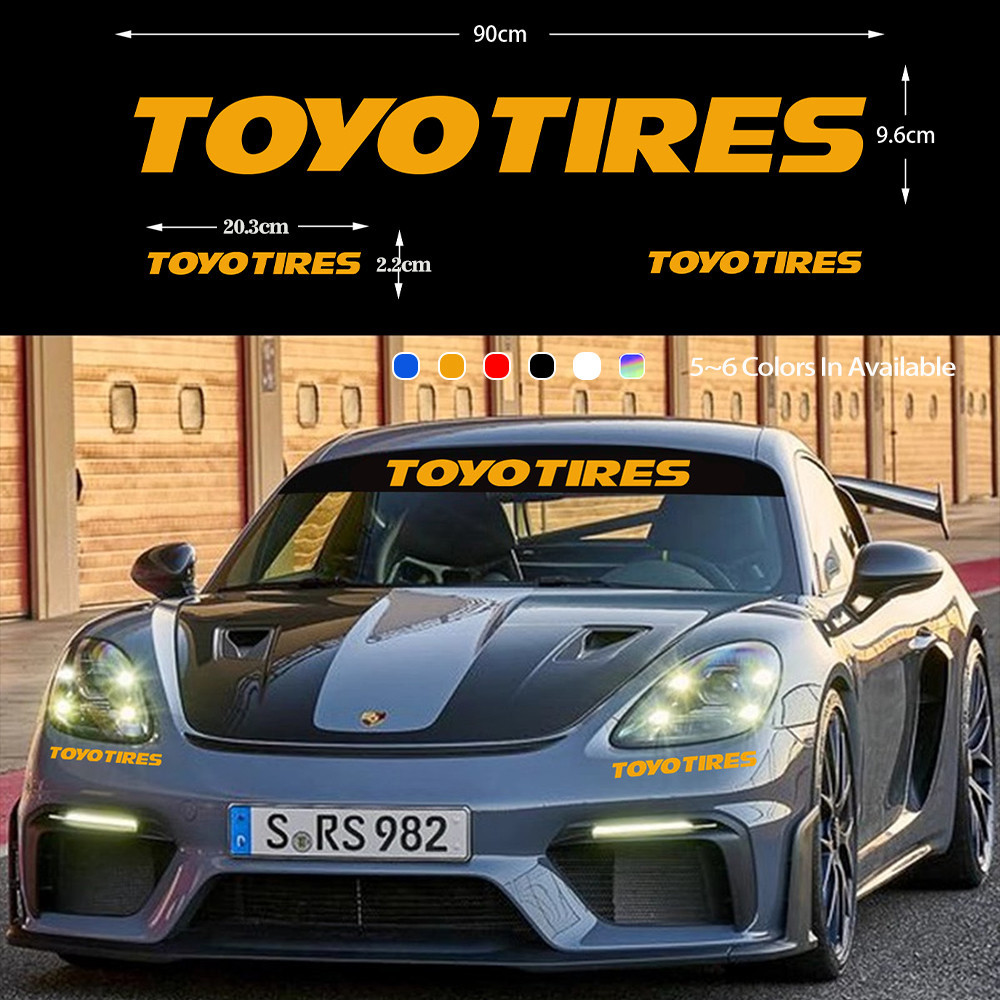 สติกเกอร์คาดหน้า TOYO TIRE Sรถยนต์โลโก้ยางสะท้อนแสงหมวกกันน็อกกระจกหน้ารถตกแต่งกันชน