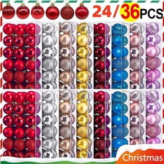 24 ชิ้นแขวนลูกบอลพลาสติกคริสต์มาสเครื่องประดับต้นคริสต์มาสจี…