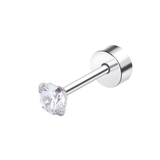 Jinjoo จิวต่างหู Single Dia Stud Earrings เรียบง่าย ขนาด 2,3,4 mm. สแตนเลส316 (แป้นแบน) รหัส JJ68