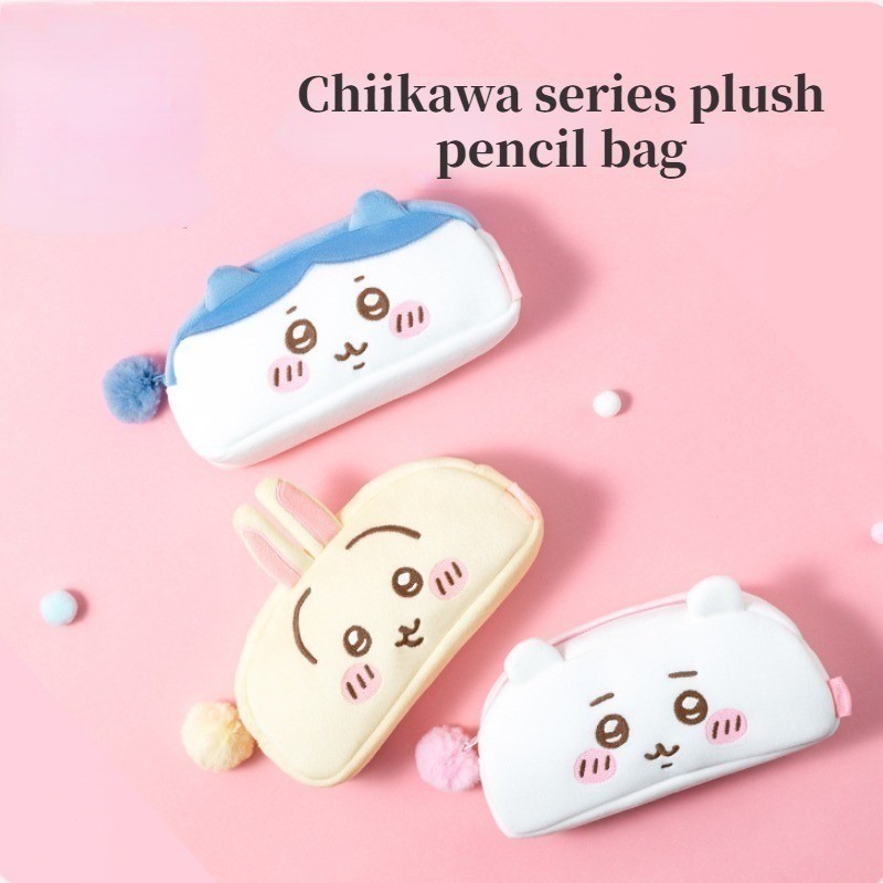 Kawaii Chikawa ความจุขนาดใหญ่กระเป๋าดินสอตุ๊กตาน่ารัก Hachiware Usagi Self-deprecating หมีดินสอกรณีกระเป๋าเครื่องเขียนผู้ถือของขวัญรางวัล