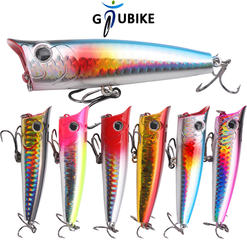 Gtubike 1 ชิ้น Popper Lure 9g/14g 3D Fisheyes ลอย Topwater Hard เหยื่อสําหรับ Bass Pike ปลาเทราท์ประ