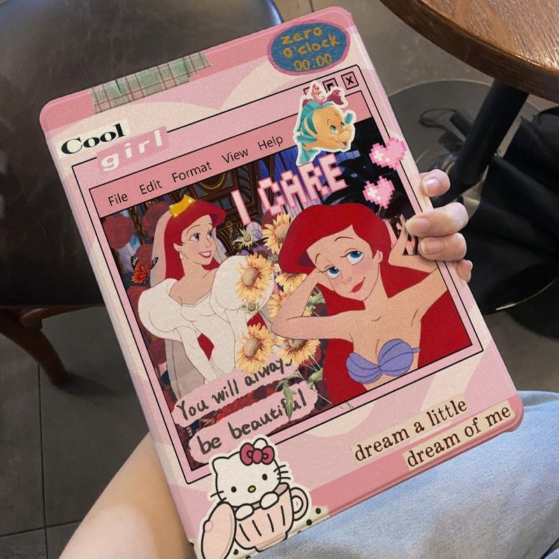 เคส iPad พร้อมช่องเสียบปากกาสําหรับ iPad Air4 Air5 10.2 นิ้ว Gen10 5th 6th Air 3 Mini4 5 2018 Creative กรอบรูปเจ้าหญิงผ้าไหมวัสดุ iPad Pro 11 ฝาครอบ
