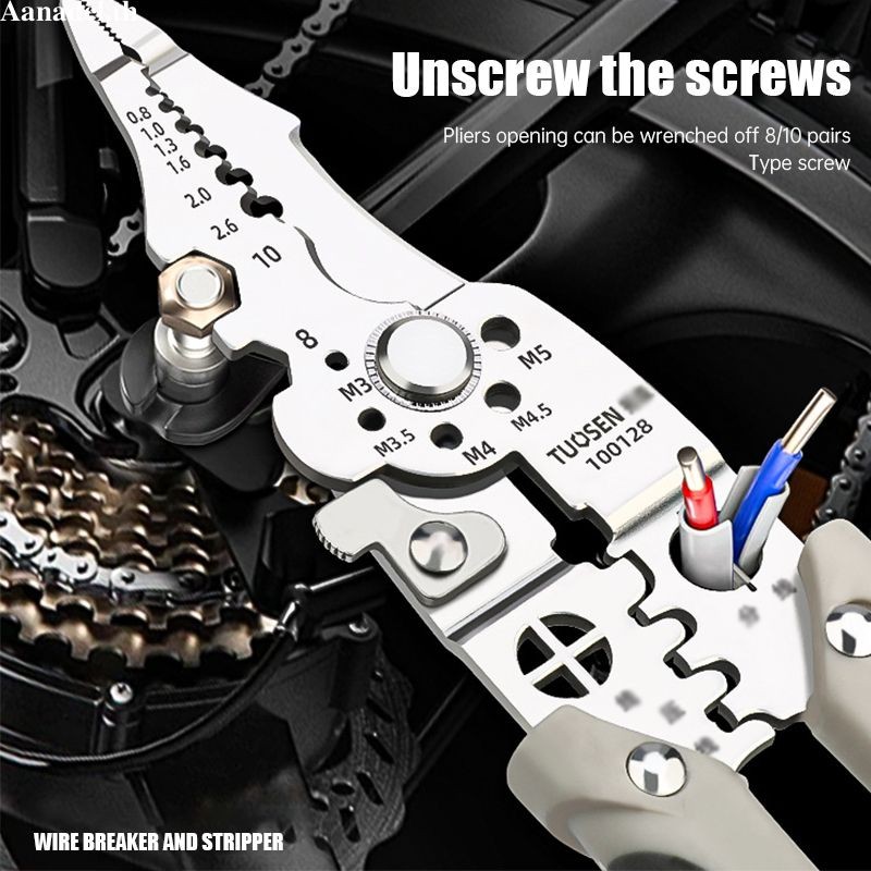 🟣AA🟣 21 IN 1 คีมปอกสายไฟ คีมช่างไฟฟ้าวัสดุสแตนเลส คีมอเนกประสงค์ คีมแยกสายไฟพิเศษ สามารถใช้เป็นประแจได้ด้วย คีมตัดสายไฟ - รูปที่ 2