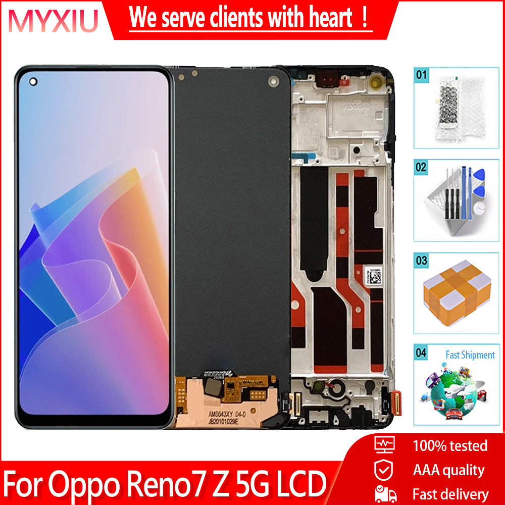 6.43 AMOLEDสําหรับOppo Reno7 Z 5G CPH2343 จอแสดงผลLCD Touch Screen Digitizer AssemblyสําหรับOppo Ren