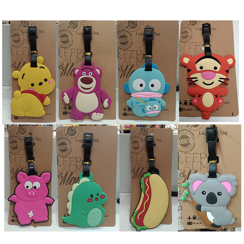 1pcs Creative Strawberry Bear Loopy แท็กกระเป๋าเดินทางแขวน Boarding แขวนแท็กแหวนตรวจสอบในรถเข็นกล่องป้ายแขวนแท็ก
