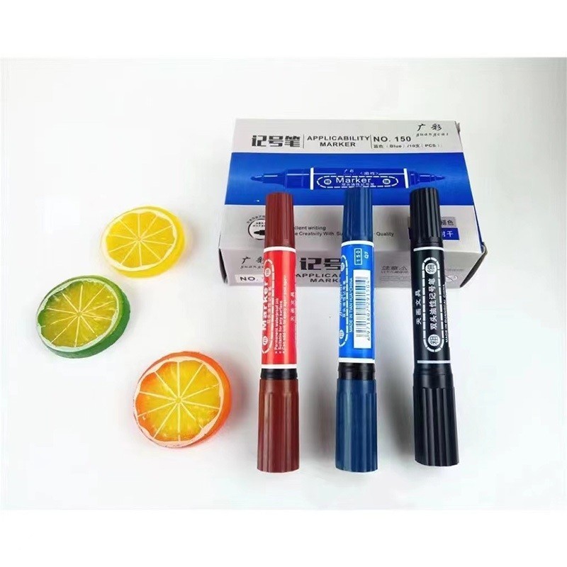 CF HOMEปากกาเคมี 2 หัว BLACK， BLUE สำหรับการคัดเลือก,4PCS