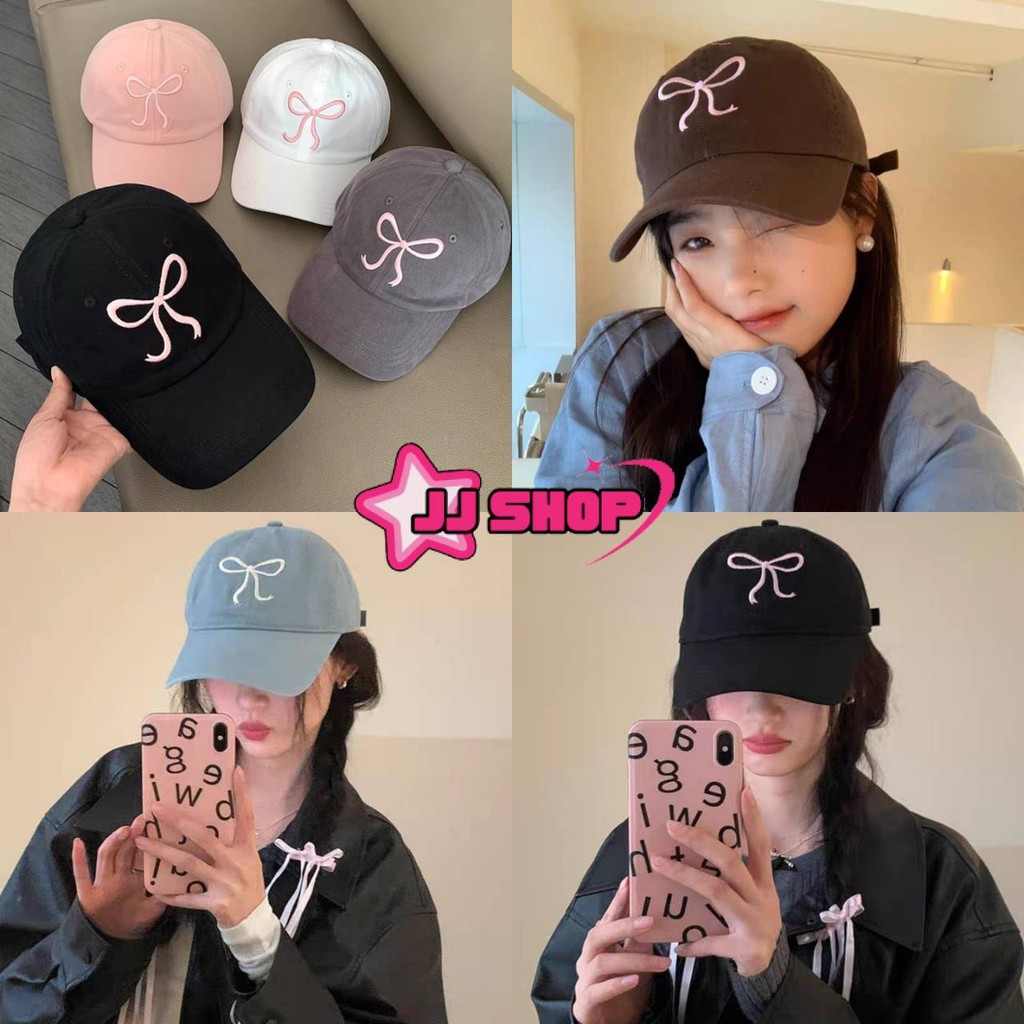JJ Shop​💜​พร้อมส่ง หมวกแก็ป "ปีกโบว์" มินิมอล หมวกเบสบอล แฟชั่นเกาหลีcotton cap "MK-1"
