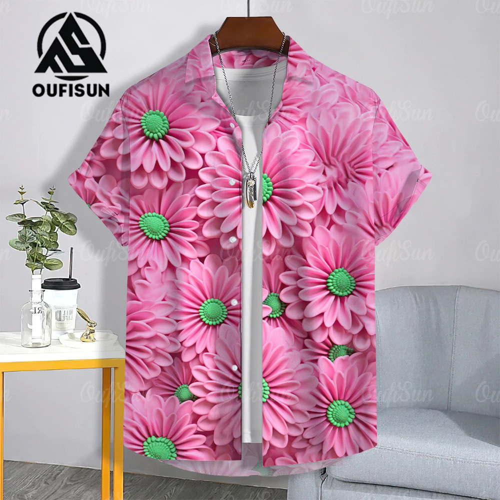เสื้อเชิ้ตฮาวายแขนสั้น พิมพ์ลายดอกไม้ ผ้าแห้งเร็ว thumbnail 10