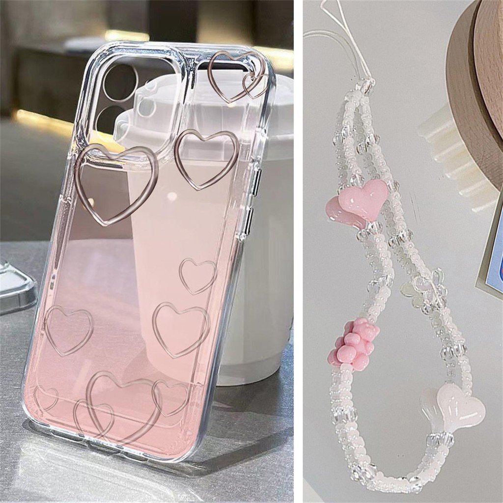 เคสFor IPhone 11 17 Air 13 X XS XR 16 14 12 PRO MAX 13 15 Pro Max 7 8 Plus XS MAX SE รักหัวใจ เคสกันกระแทกซิลิโคนใสนุ่