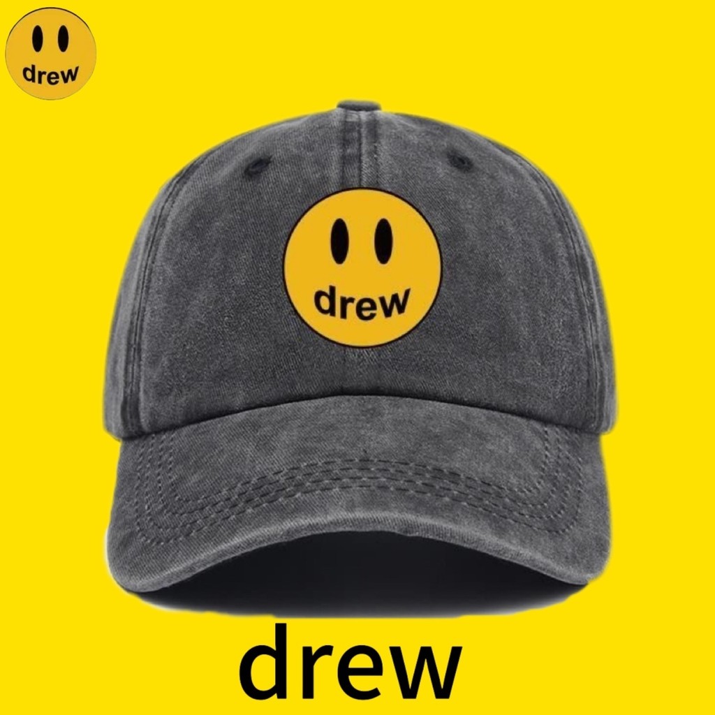 ✅หมวกสไตล์เดียวกันของ Stain Bieber Drew หมวกเบสบอล หมวกกันแดดอเนกประสงค์แบบยูนิเซ็กซ์ หมวกกันแดดแบบนุ่ม ป้องกันแสงแดด หน้าสマイล์