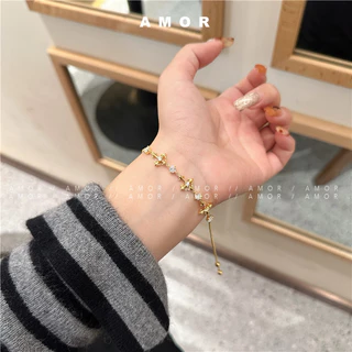 สร้อยข้อมือวินเทจดอกไม้ข้ามไอริสสีทองและสีเงินสําหรับคู่รักและผู้หญิง