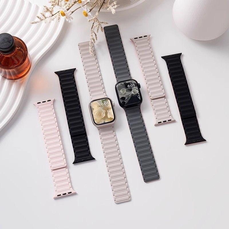 สายรัดซิลิโคนแม่เหล็กกันน้ำเข้ากันได้กับ iwatch band Ultra 2 49 มม. 46 มม. 42 มม. 44 มม. 45 มม. 41 มม. 38 มม. 40 มม.