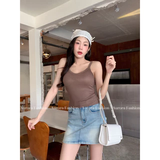 Aurora🛒พร้อมส่ง🚚 (รูปถ่ายจากงานจริง) เสื้อสายเดี่ยว มี9สี มีฟองน้ำ ผ้าร่องเล็กยืดกำลังดี ใส่ง่าย