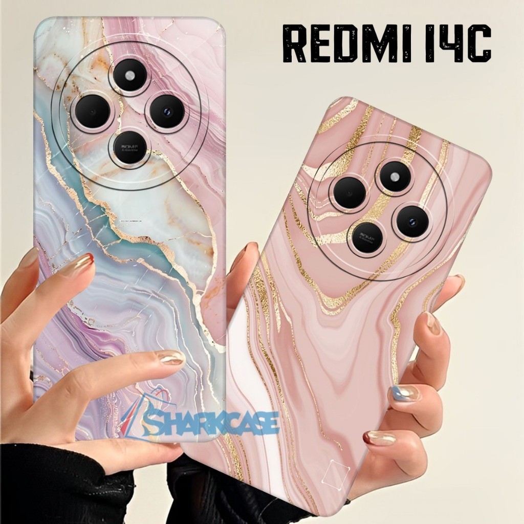 HP [SC] Case REDMI 14C 4G 13C 9C 10C 9A A1 A2 A3 P*CO C40 C65 Modern Aesthetic Marble Motif - เคส Re
