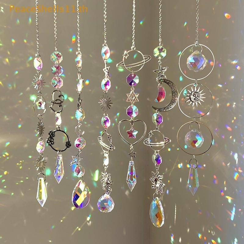 PeaceShells จี้คริสตัล Garden Suncatcher กระดิ่งลม Rainbow Prism คริสตัลสําหรับตกแต่งหน้าต่าง TH