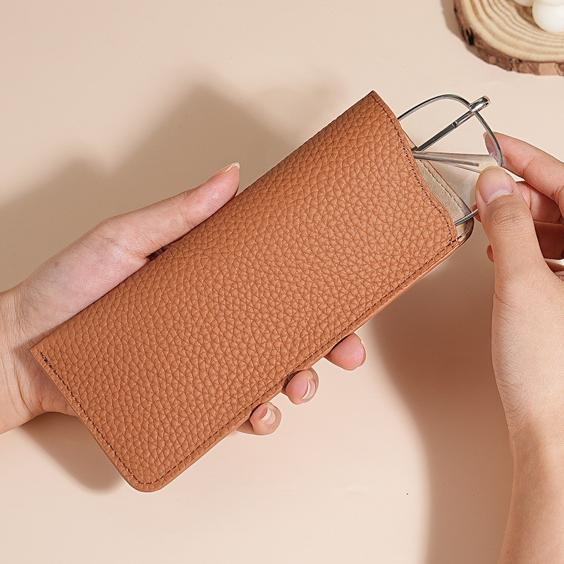 เคสป้องกันแว่นตาหนังแท้ ไม่จํากัดเพศ เหมาะสําหรับแว่นกันแดดและแว่นสายตาสั้น