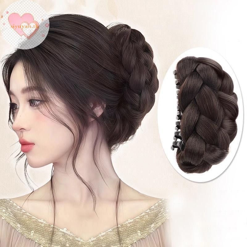 SIYUYAN Elegant สังเคราะห์ทอดแป้ง Twists ผม Bun Claw คลิปดอกไม้ Bud ปุยจานผมกลับวิกผมกระเป๋า TH