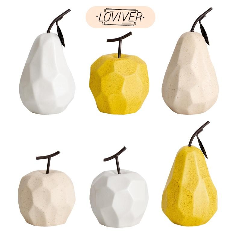 LOVIVER ตุ๊กตาผลไม้พอร์ซเลนสําหรับตกแต่งและตั้งโชว์สะสม