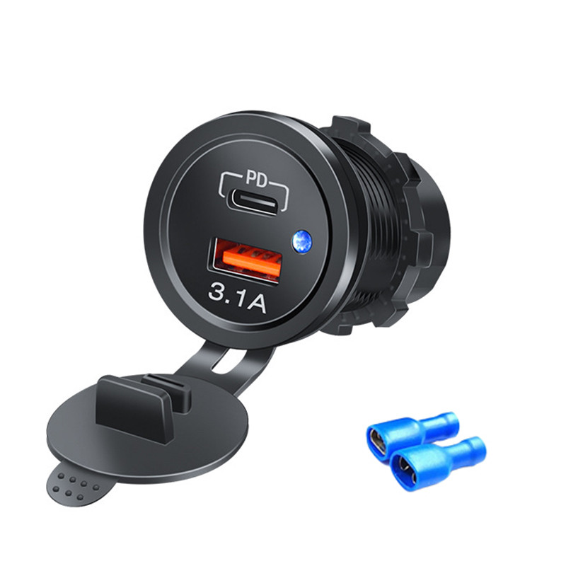 1 PC 2025 ใหม่ล่าสุดรถจักรยานยนต์ Car Charger ไฟ LED USB Type-C Charger Power Socket ไฟแช็กกันน้ําสําหรับรถบรรทุก ATV เรือ - รูปที่ 5