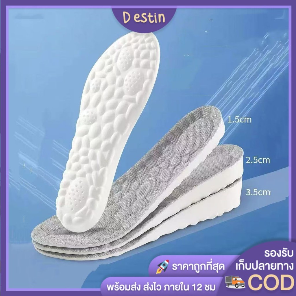 Destin🩰พร้อมส่งจากไทย🛒 แผ่นรองพื้นรองเท้า วัสดุนิ่ม ซับแรงกระแทกได้ดี มีรูระบายอากาศ เหมาะสำหรับผู้ที่ต้องเดินเป็นประจำ