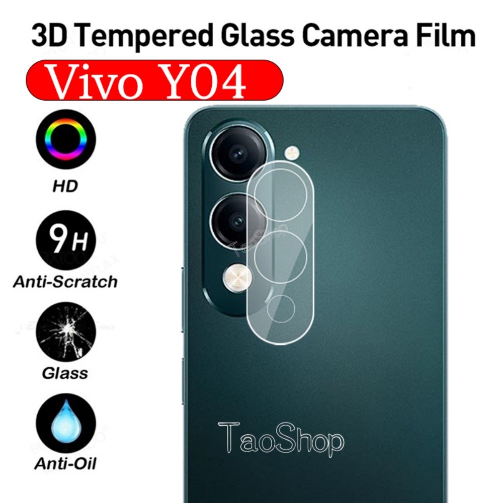 3d เลนส์กล้องกระจกนิรภัยคลุมทั้งหมดฟิล์มป้องกันสําหรับ Vivo Y04 Y 04 VivoY04